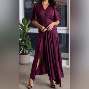 BISHOP & YOUNG ANTHROPOLO HARPER CUT OUT DRESS CRIMSON CROSS BACK WITH OPEN BACK